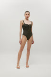 Lea Black Shiny Rib Swimsuit