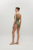 Lea Khaki Shiny Rib Swimsuit