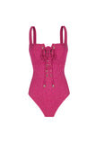 Lea Pink Shiny Rib Swimsuit