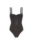 Lea Black Shiny Rib Swimsuit